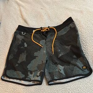 Zyia Camouflage Swim Shorts with Yellow Drawstring Size medium